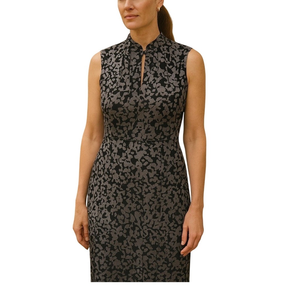 Brooks Brothers‎ Womens Sz 2 Sheath Dress Sleeveless Mock Neck Keyhole Burnout
